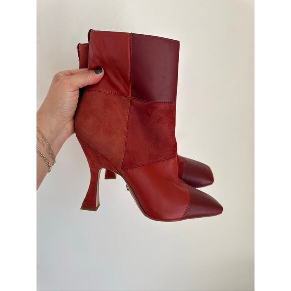 Sam Edelman Olina Suede Square Toe Patchwork Bootie, 8.5 - Picture 1 of 7